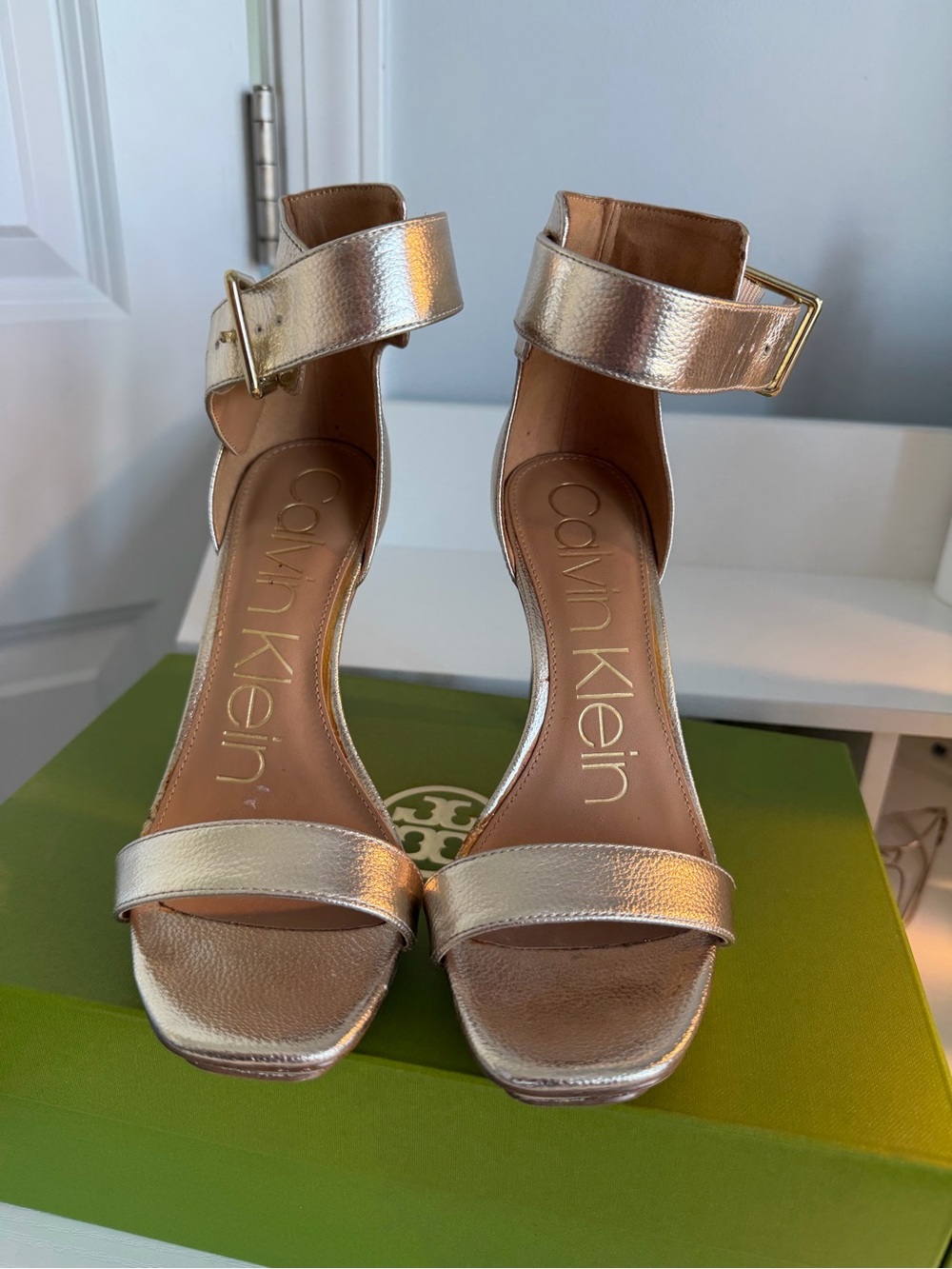 Calvin Klein Rose Gold Ankle-Strap Stiletto Sandals - Picture 4 of 4
